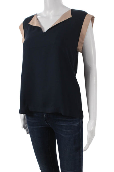 Marc By Marc Jacobs Womens Silk V-Neck Colorblock Sleeveless Blouse Size XS