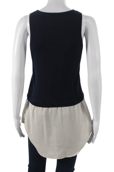 525 America Womens Tunic Tank Cotton Sleeveless Round Neck Blue Size XS