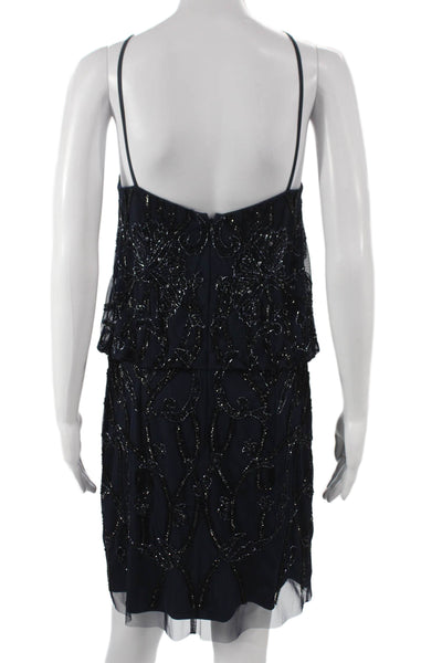 Aidan Mattox Womens Blue Halter Blouson Knee Length Dress Size 8