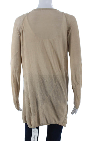 Nina Ricci Women Tunic Sweater Scoop Neck 100% Cotton Beige Long Sleeve Size S