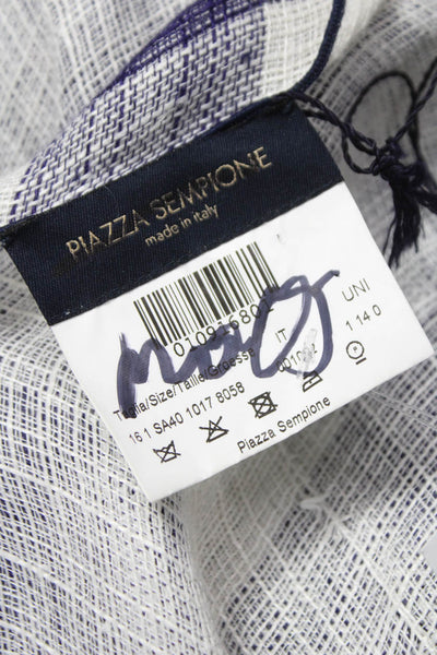 Piazza Sempione Women Kimono Linen V-Neck Plaid 3/4 Sleeve Blue Size One Size