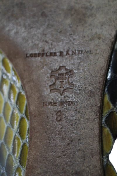 Loeffler Randall Womens Snakeskin Print Ankle Strap Flats Yellow Size 38 8