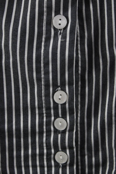 Exquise Womens Shirt Dress Black Striped Collared Short Sleeve Size L