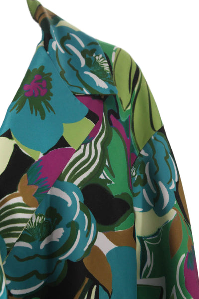Maison Zoulias Women Floral Overcoat 3/4 Sleeve Multicolor Size M