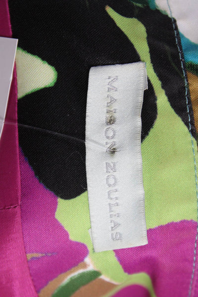 Maison Zoulias Women Floral Overcoat 3/4 Sleeve Multicolor Size M