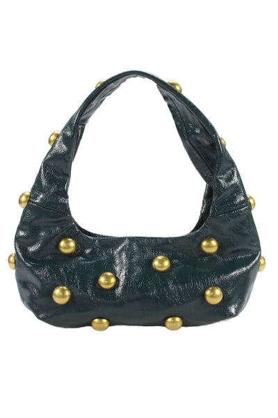 Zara Womens Chunky Studded Detail Handbag Green