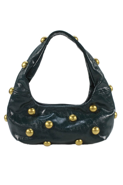 Zara Womens Chunky Studded Detail Handbag Green