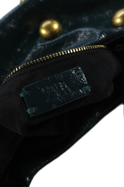 Zara Womens Chunky Studded Detail Handbag Green
