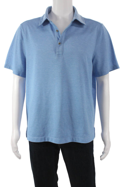 Saks Fifth Avenue Mens Short Sleeve Polo Shirt Blue Size XL