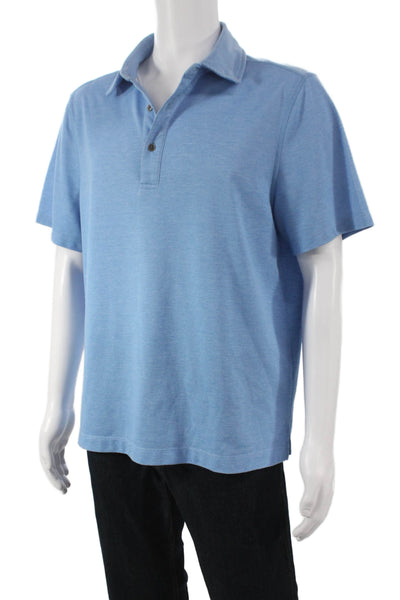 Saks Fifth Avenue Mens Short Sleeve Polo Shirt Blue Size XL