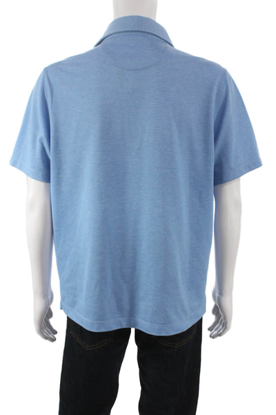 Saks Fifth Avenue Mens Short Sleeve Polo Shirt Blue Size XL