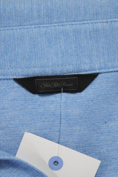 Saks Fifth Avenue Mens Short Sleeve Polo Shirt Blue Size XL