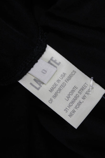LaPointe Women Maxi Halter Long Sleeve Black Dress Zip 94% Acetate Size 0