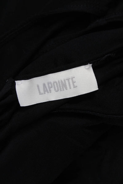 LaPointe Women Maxi Halter Long Sleeve Black Dress Zip 94% Acetate Size 0