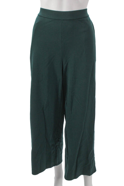 Eileen Fisher Womens Cropped Pants Green TENCEL Lyocell Pull On Size M