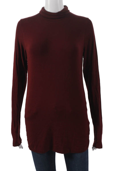 Majestic Filatures Womens Red Turtleneck Long Sleeve Basic T-Shirt Size 5