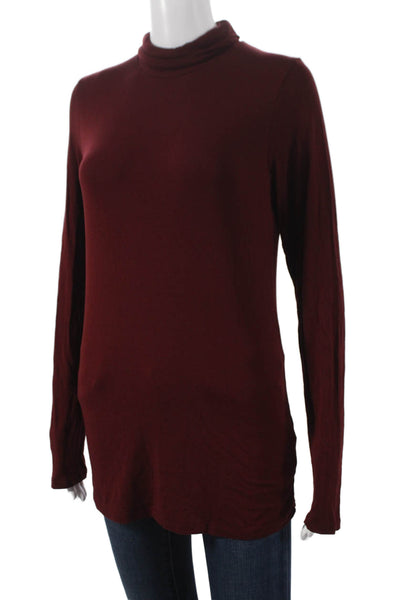 Majestic Filatures Womens Red Turtleneck Long Sleeve Basic T-Shirt Size 5