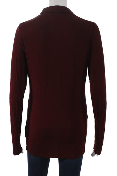Majestic Filatures Womens Red Turtleneck Long Sleeve Basic T-Shirt Size 5