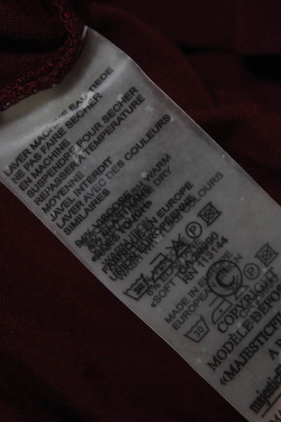 Majestic Filatures Womens Red Turtleneck Long Sleeve Basic T-Shirt Size 5