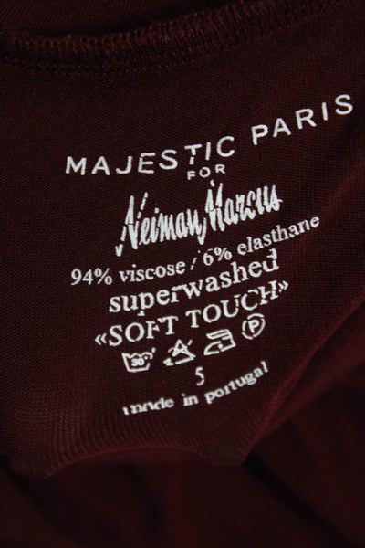 Majestic Filatures Womens Red Turtleneck Long Sleeve Basic T-Shirt Size 5
