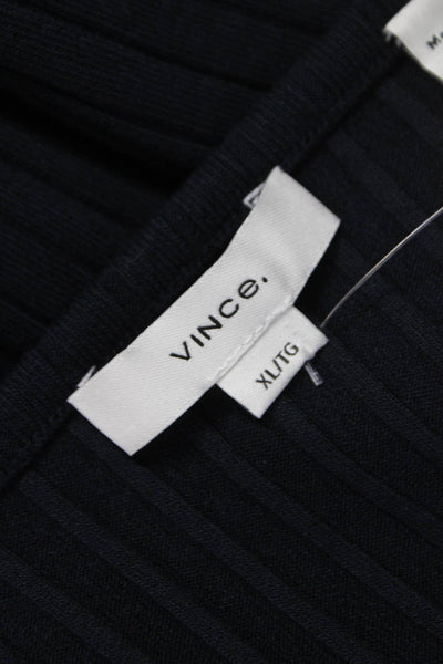 Vince Women Basic Black Striped T-Shirt 3/4 Sleeve Cotton Blend Size XL