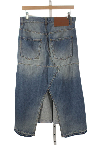 Victoria Beckham Womens A-Line Long Cotton Skirt Blue Button Solid Size 4