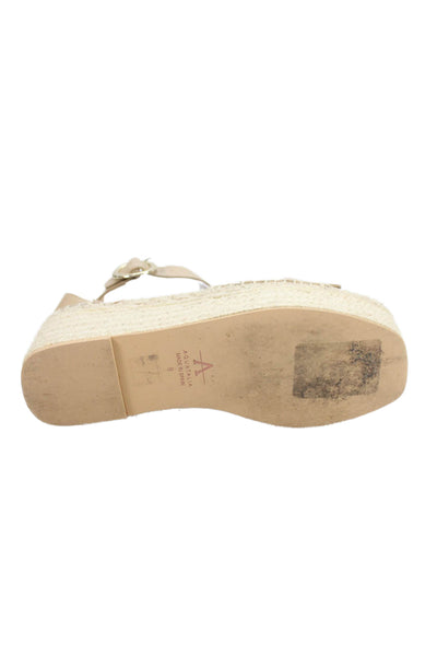 Aquatalia Womens Platform Espadrille Studded Detail Heels Beige Size 9
