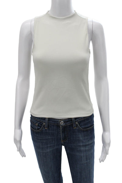 Spanx Womens Basic Sleeveless Mock Neck Tank Gray Nylon Pullover Size S