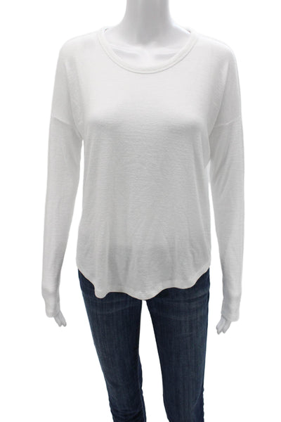 Rag & Bone Women Basic White Long Sleeve T-Shirt Round Neck Size S