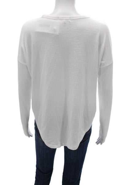 Rag & Bone Women Basic White Long Sleeve T-Shirt Round Neck Size S