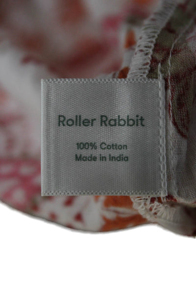 Roller Rabbit Womens Tunic Floral V-Neck 3/4 Sleeve Multicolor Cotton Size M