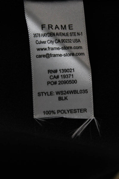 Frame Women Basic Black V-Neck Short Sleeve Blouse Polyester Size XS
