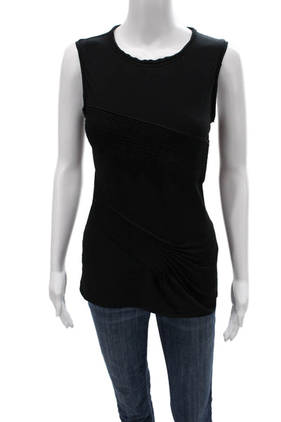 Helmut Lang Women Black Basic Sleeveless Tank Cotton Crew Neck Size S