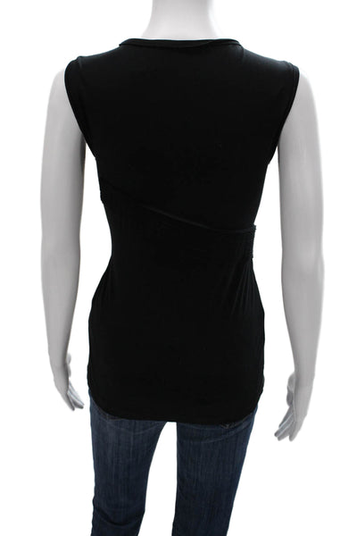 Helmut Lang Women Black Basic Sleeveless Tank Cotton Crew Neck Size S