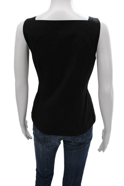 Ciao Lucia! Women Black Square Neck Sleeveless Basic Tank Cotton Button Size S