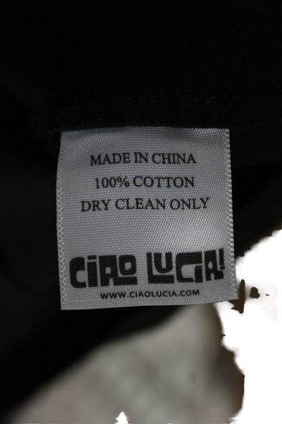 Ciao Lucia! Women Black Square Neck Sleeveless Basic Tank Cotton Button Size S
