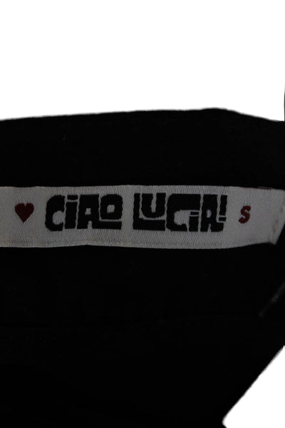 Ciao Lucia! Women Black Square Neck Sleeveless Basic Tank Cotton Button Size S