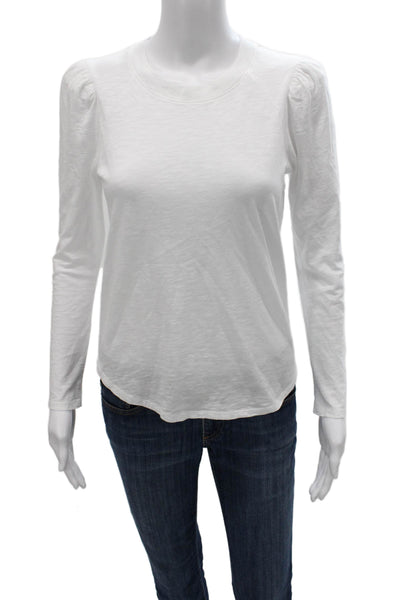 Veronica Beard Women White Pima Cotton T-Shirt Crewneck Long Sleeve Size XS
