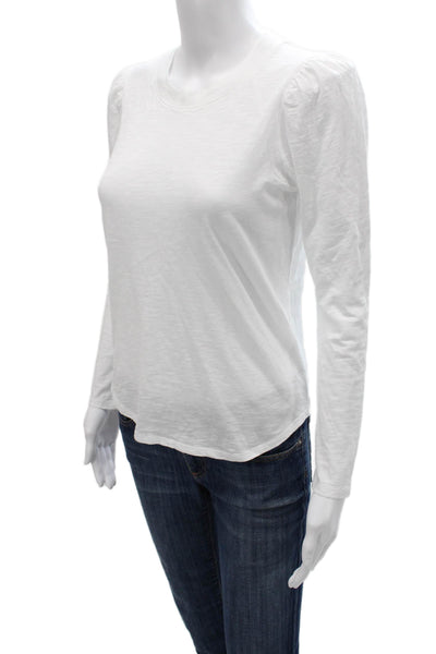 Veronica Beard Women White Pima Cotton T-Shirt Crewneck Long Sleeve Size XS