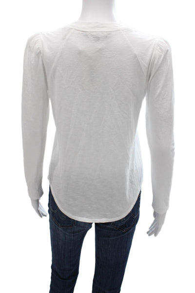 Veronica Beard Women White Pima Cotton T-Shirt Crewneck Long Sleeve Size XS