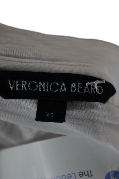 Veronica Beard Women White Pima Cotton T-Shirt Crewneck Long Sleeve Size XS