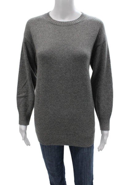 Sharis Place Women Virgin Wool Gray Pullover Crew Neck Long Sleeve Size S