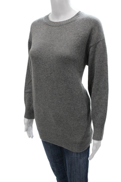 Sharis Place Women Virgin Wool Gray Pullover Crew Neck Long Sleeve Size S