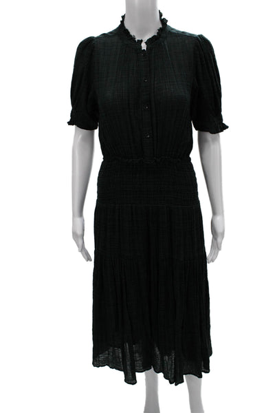 Apiece Apart Womens Fit & Flare Dress Green Organic Cotton Size S