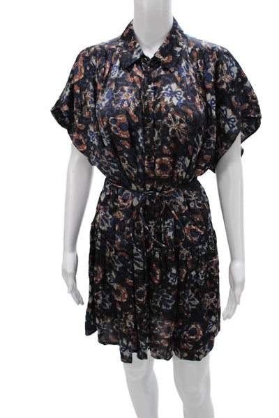 Apiece Apart Women Shirt Dress Multicolor Viscose Short Sleeve Collared Size S