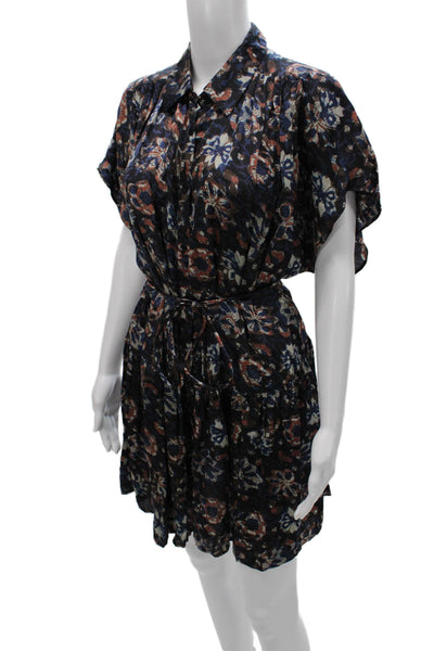 Apiece Apart Women Shirt Dress Multicolor Viscose Short Sleeve Collared Size S