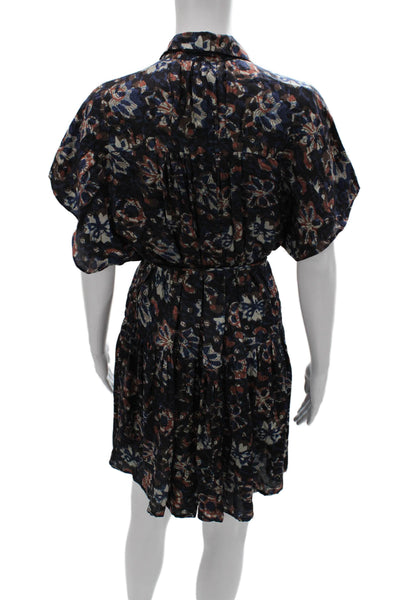 Apiece Apart Women Shirt Dress Multicolor Viscose Short Sleeve Collared Size S