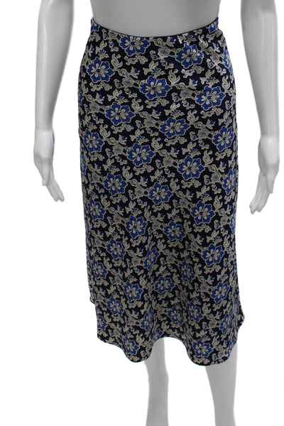 J Crew Women Floral Polyester Straight Pencil Midi Skirt Pull On Size S
