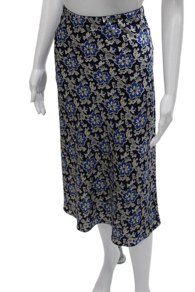 J Crew Women Floral Polyester Straight Pencil Midi Skirt Pull On Size S