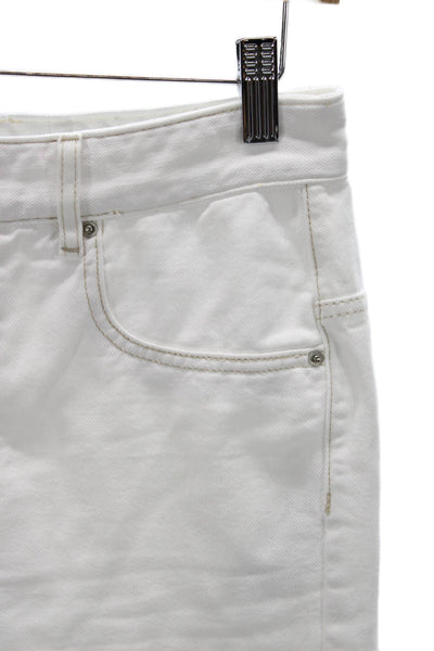Isabel Marant Women White Straight Jeans Mid Rise Button 29in Cotton Size 36